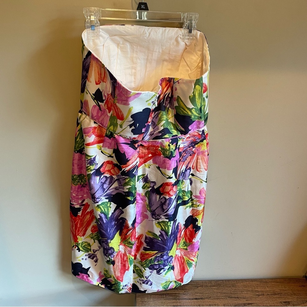 J Crew Ella 100% Silk Strapless Mini Dress w/Pockets, Garden Floral, Size 6 - Picture 5 of 8